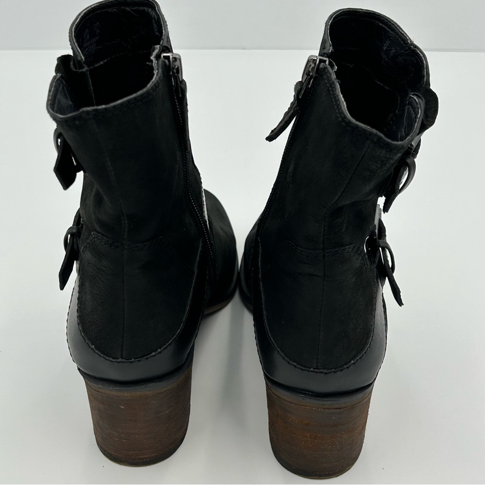 Franco Sarto Larisa 2 Womens Ankle Boot US Size 7 Leather Zip Buckles Moto Black - Picture 5 of 8